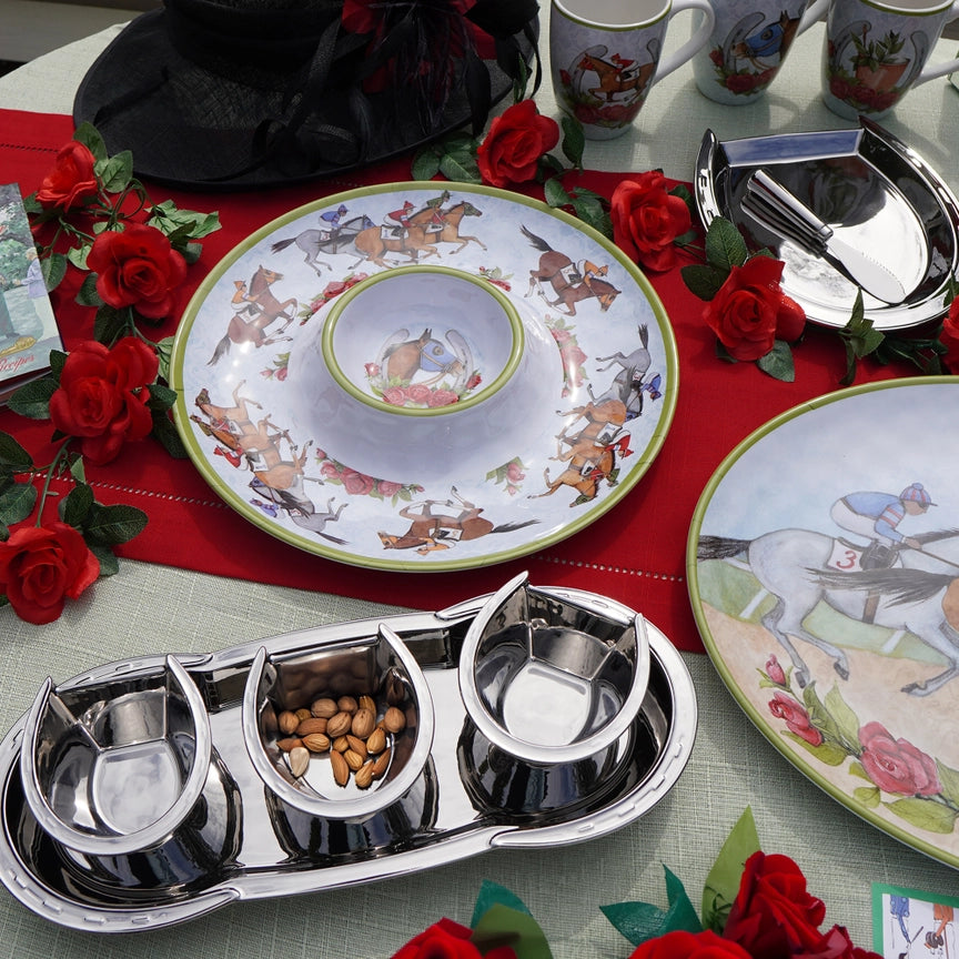 Day at the Races Silver Coast 3D Horseshoe Tray Set - A Taste of Kentucky