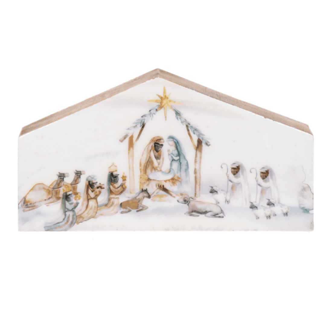 Watercolor Christmas Nativity Scene Block - A Taste of Kentucky
