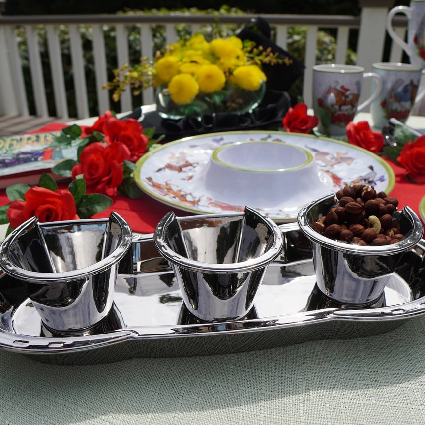 Day at the Races Silver Coast 3D Horseshoe Tray Set - A Taste of Kentucky