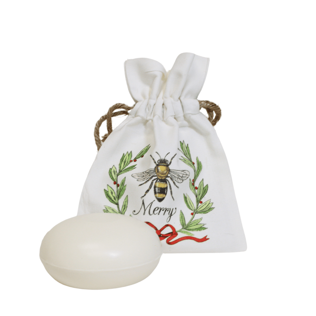 "Bee Merry" Luxury Floral Soap in Linen Gift Bag - 6oz - A Taste of Kentucky