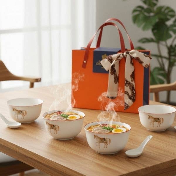 Ceramic Bowls Set w/ Horse Pattern - A Taste of Kentucky