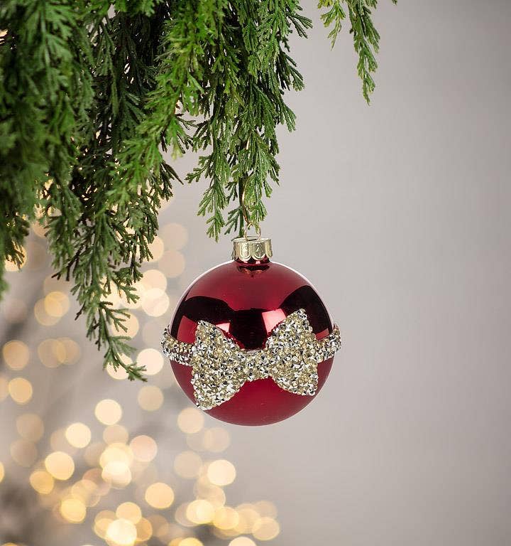 Ball with Jewelled Bow Christmas Ornament - A Taste of Kentucky