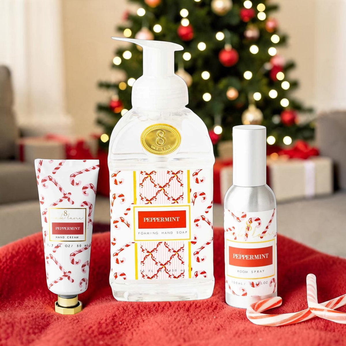 8 Oak Lane Holiday Gift Set | Room Spray, Foaming Hand Soap & Hand Cream Christmas Gift