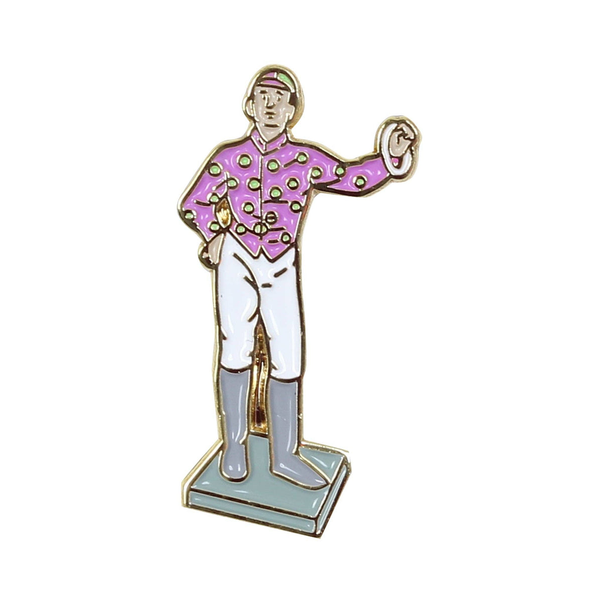 Pink Standing Jockey Lapel Pin - A Taste of Kentucky