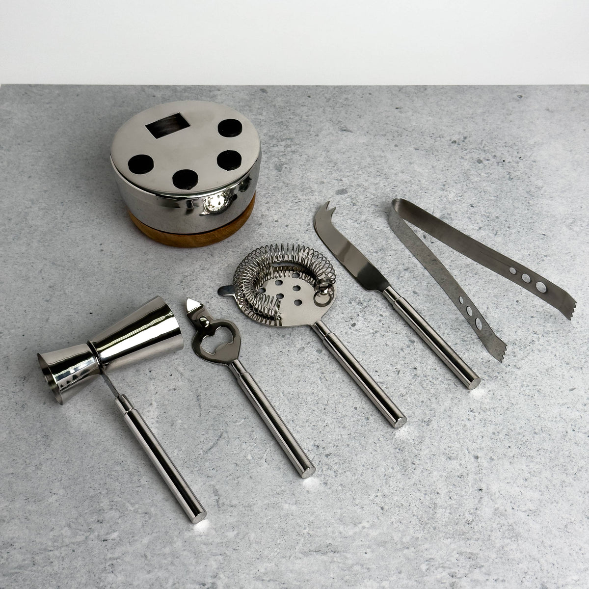 Polished Alu&Wood Bar Tools S/6