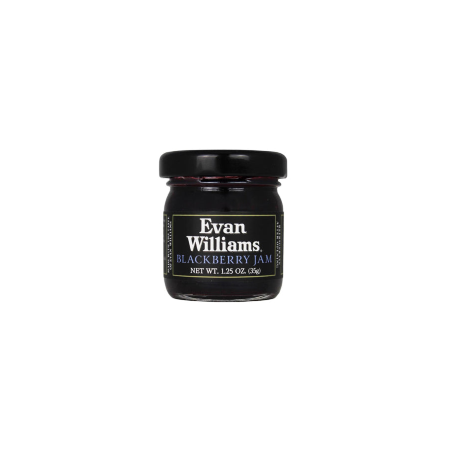 sample Jar of Evan Williams Blackberry Jam on a white background