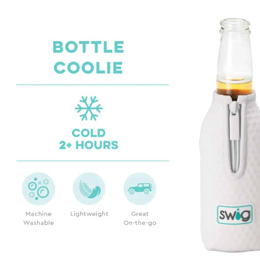 Golf Ball texture liquor bottle koozie, covering beer bottle, on white background. Bottle Coolie Features, Cold 2+ Hours, Machine Washable, Lightweight, Great on-the-go