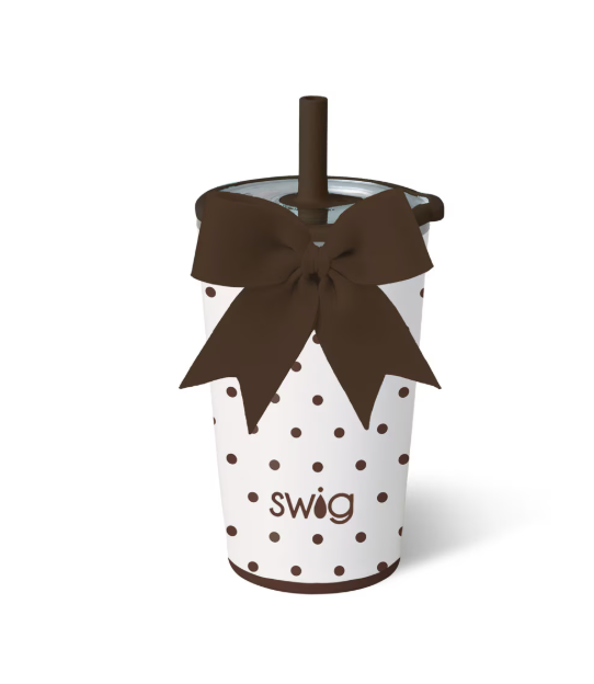 Swig Life Mocha Dots Collection | Insulated Mega Mug 40oz, Party Cup Sipper 14oz, Party Cup 24oz, Travel Mug 22oz, or Iced Cup Coolie
