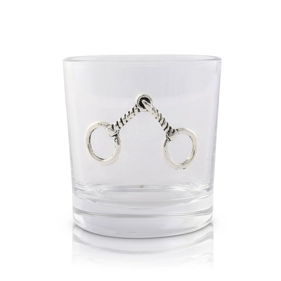 Clear 10 oz equestrian bit bar glass on a white background