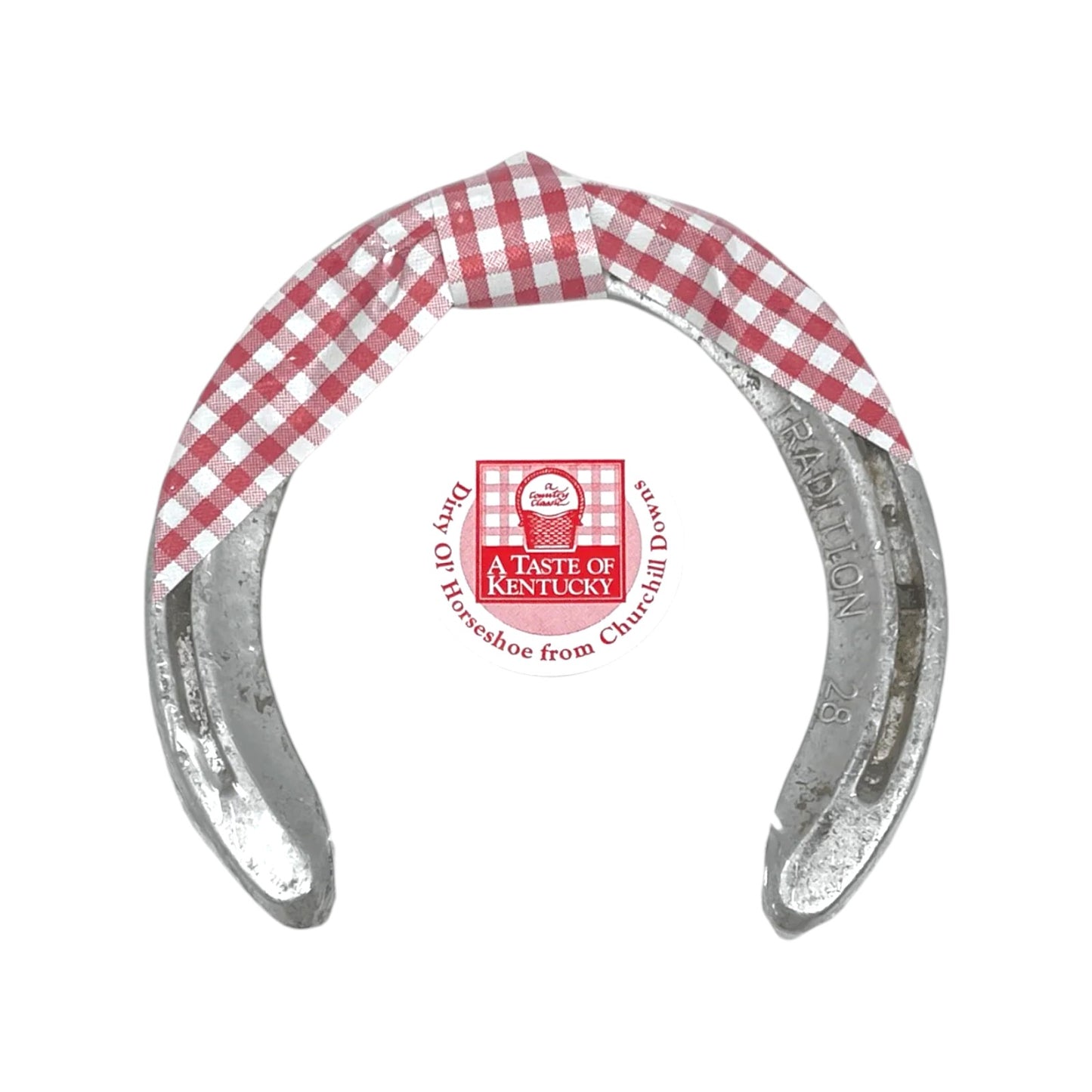 A detailed shot of the authentic "Dirty Ole' Horseshoe" from Churchill Downs.