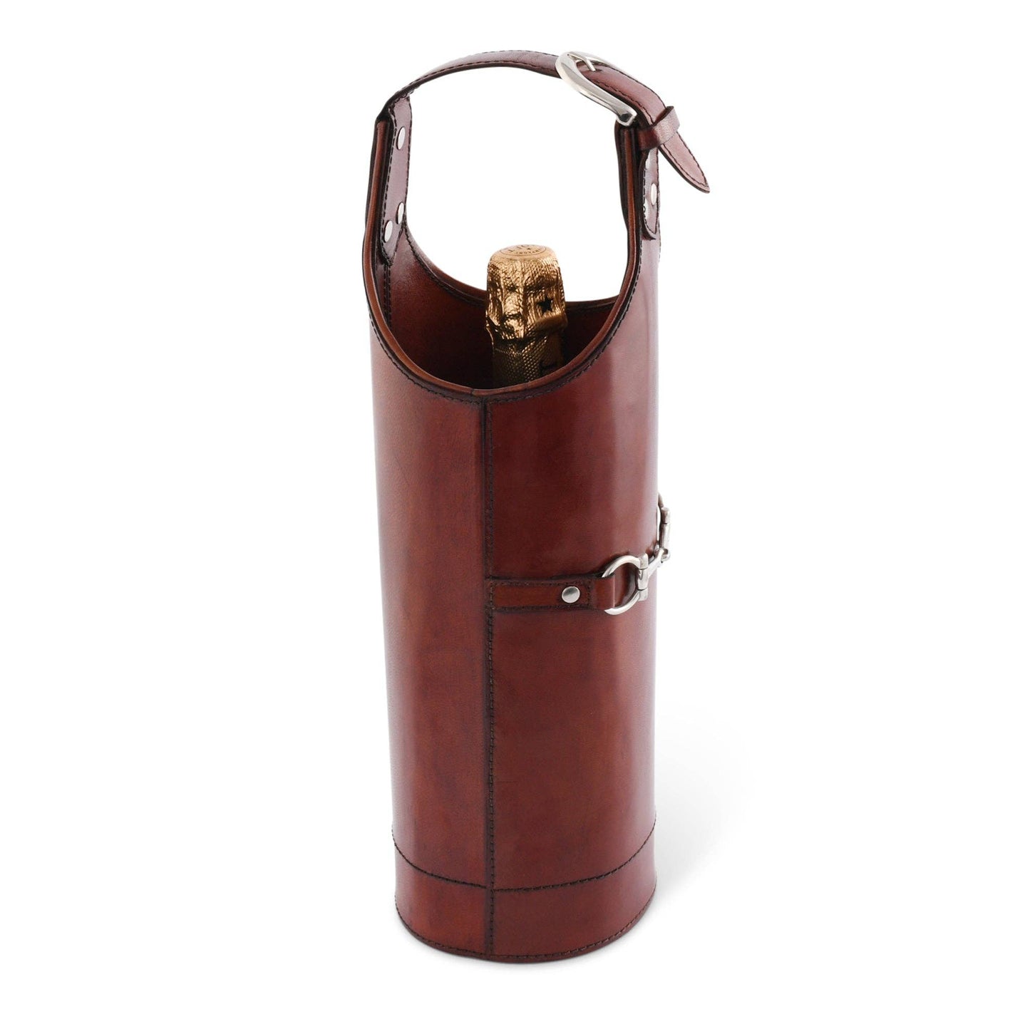 Premium Genuine Leather Bit Single Wine Bottle Carrier - A Taste of Kentucky