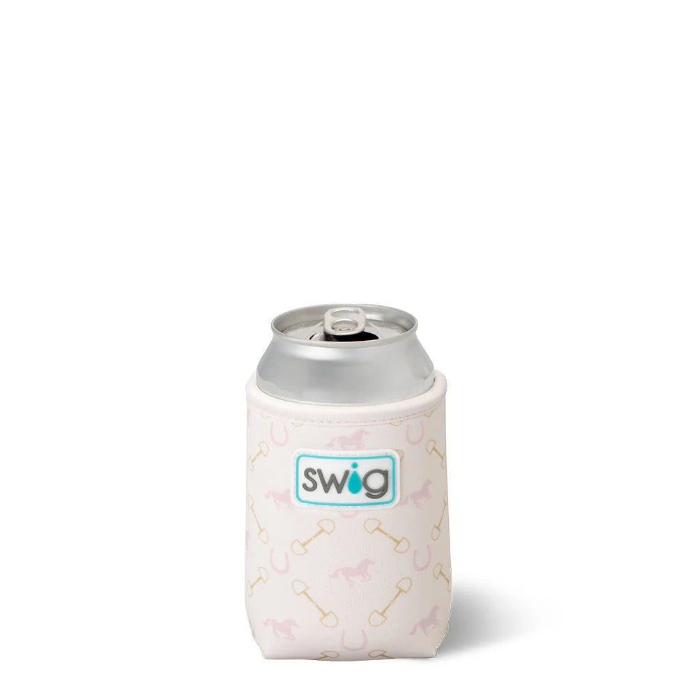 Can cooler with 'swig' logo on a white background