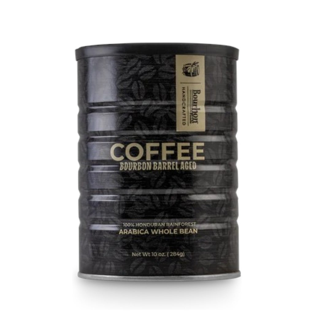 Front view of Bourbon Barrel Aged Coffee packaging by Bourbon Barrel Foods