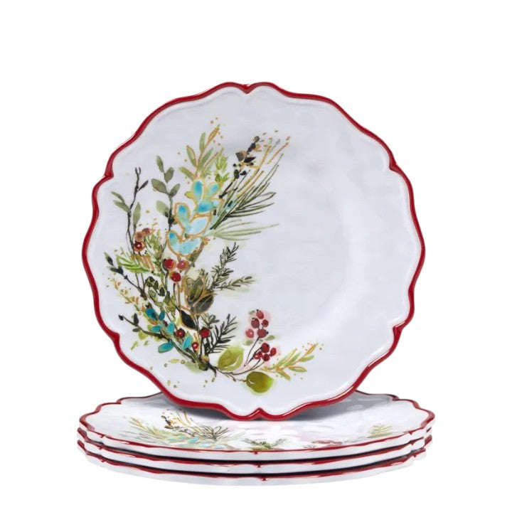 Set of decorative plates with floral design on a white background