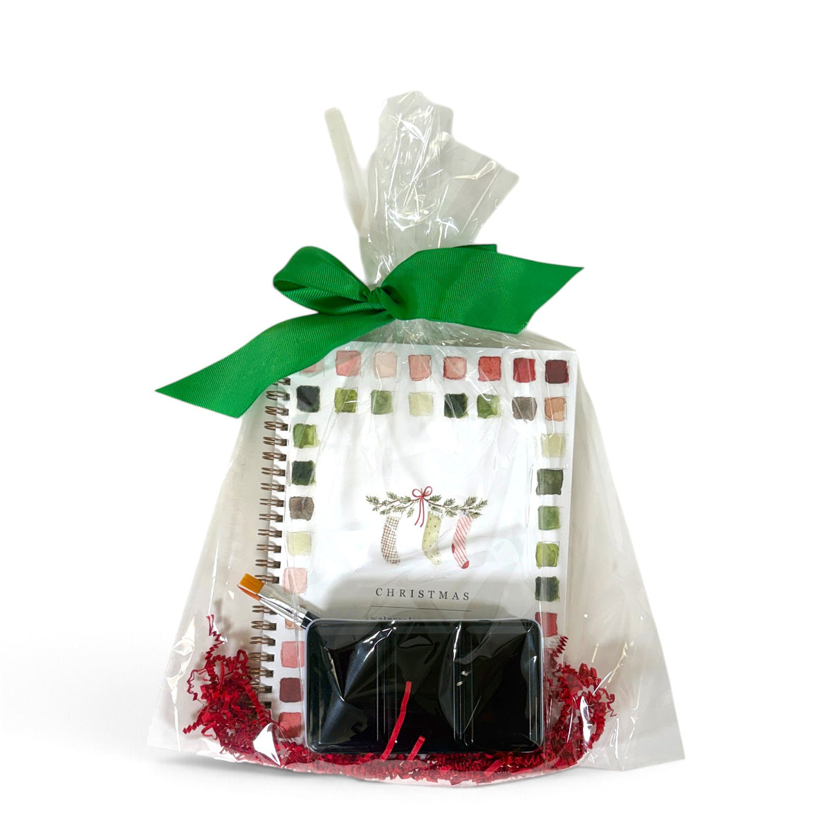 Christmas Watercolor Gift Bag | Workbook, Mini Paint Palette & Brushes
