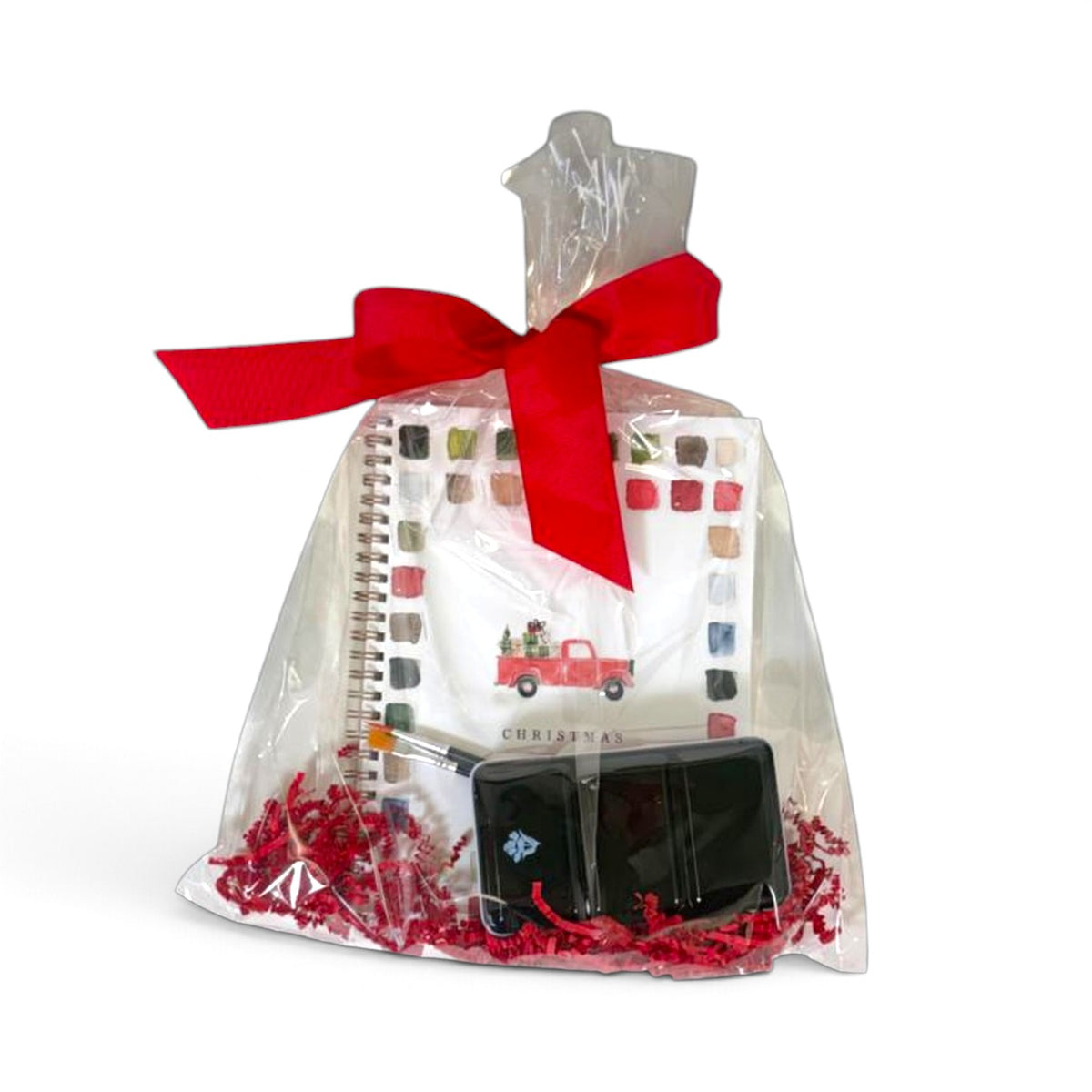 Christmas Watercolor Gift Bag | Workbook, Mini Paint Palette & Brushes