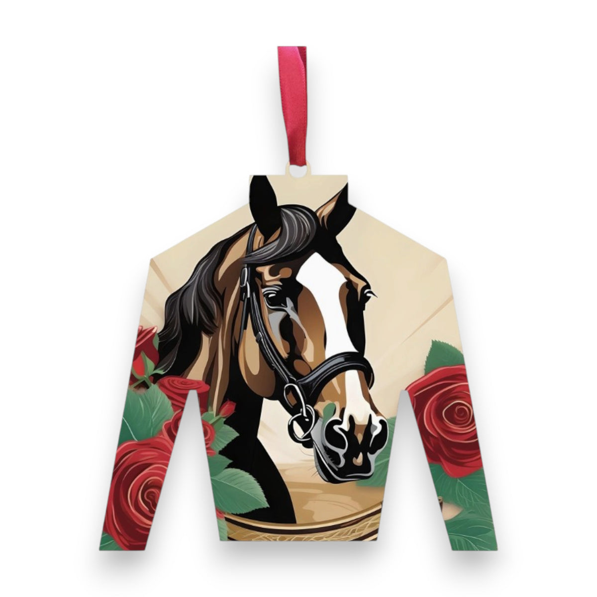 Horse & Roses Jockey Silk Ornament – Derby Decor & Stocking Stuffer