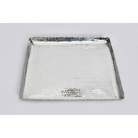 Silver Hammered Square Platter - Elegant Home Serverware - A Taste of Kentucky