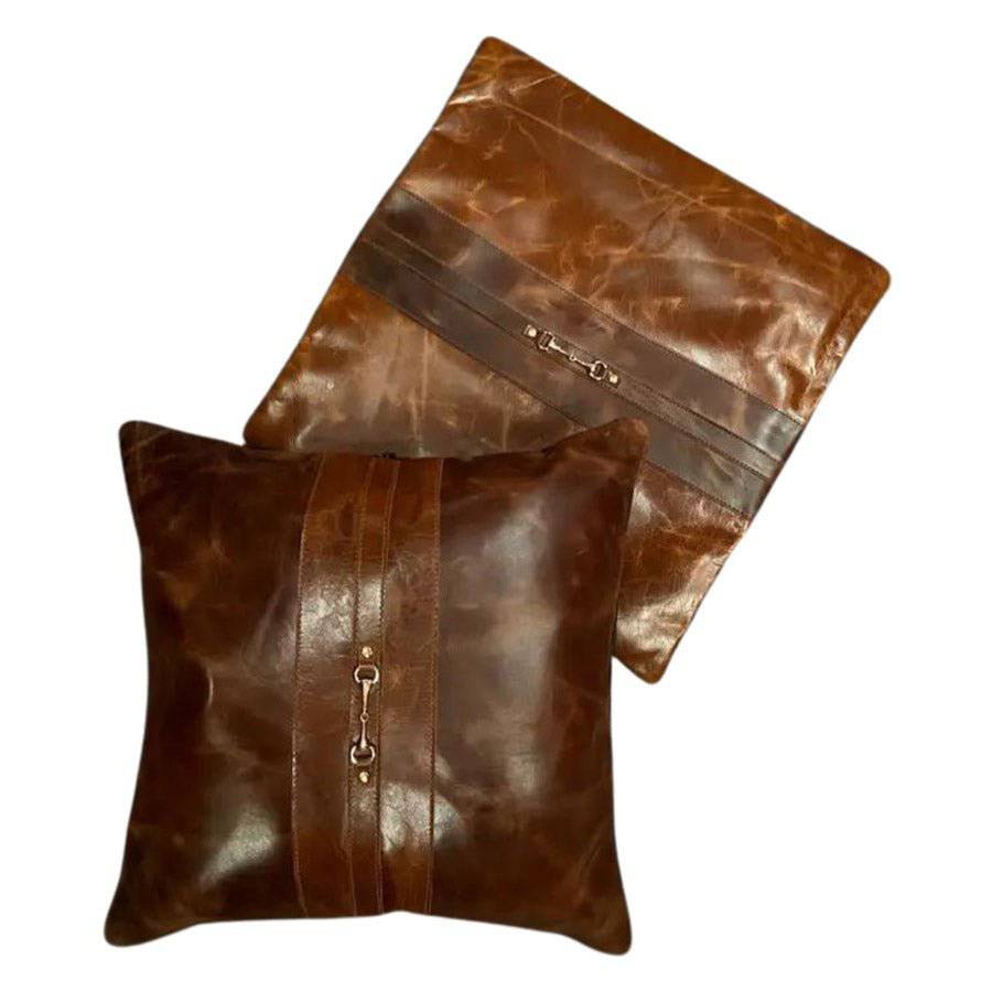 Equestrian Snaffle Bit Leather Pillow - A Taste of Kentucky