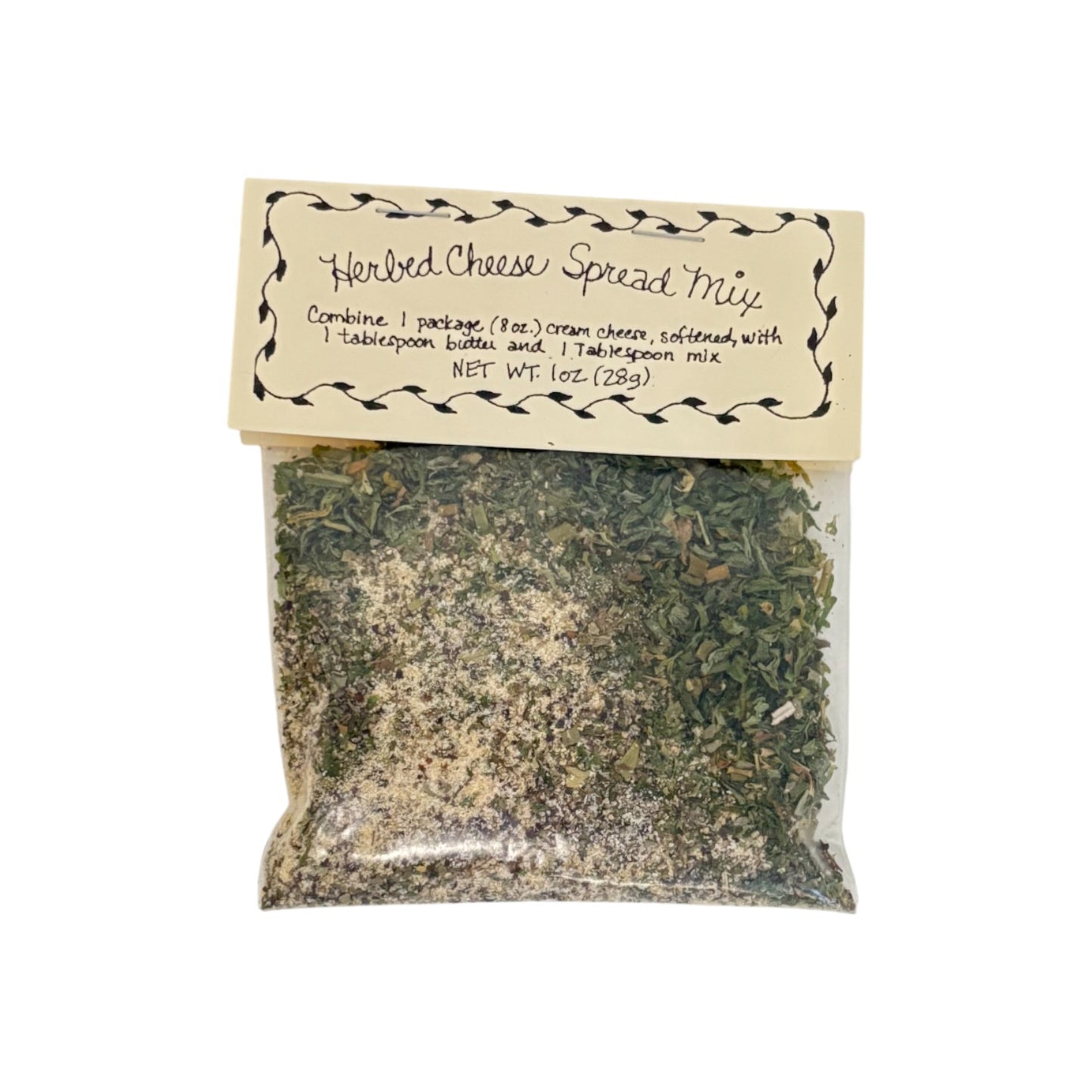 A single packet of Flag Fork Herb Farm's classic Herbed Cheese Spread dip mix on a white background.