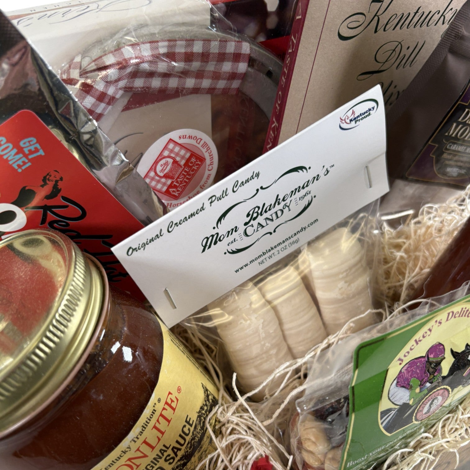 Detail shot of the Jockey Delight Snack Mix, a savory treat in the Welcome Gift Box.