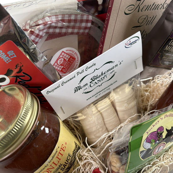 Detail shot of the Jockey Delight Snack Mix, a savory treat in the Welcome Gift Box.