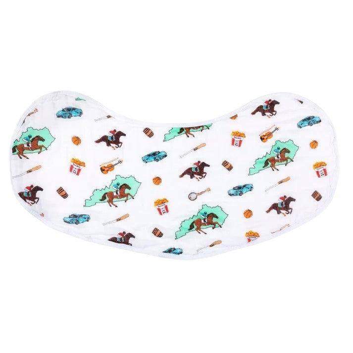 Heart-shaped pillow with horse and related items pattern on a white background