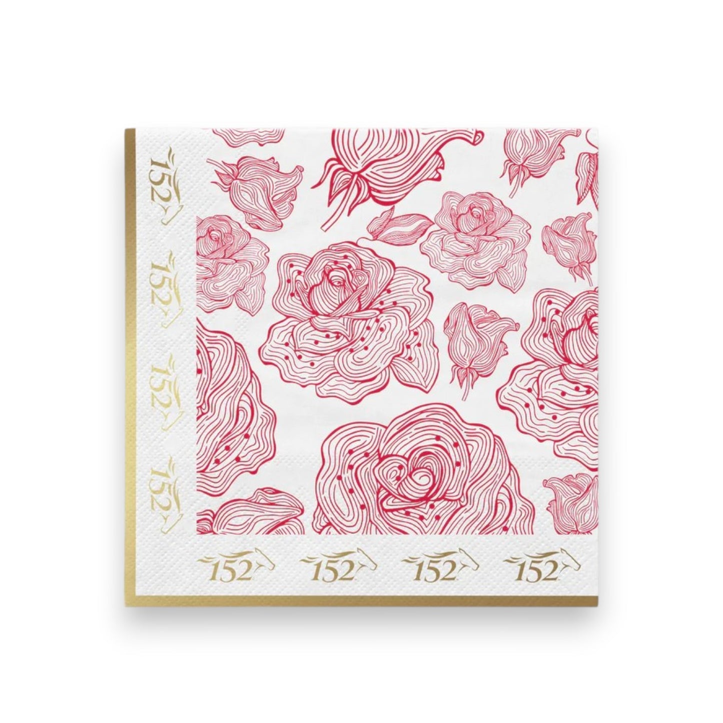 A sharp close-up view of the 2-ply paper texture on the official 152nd Kentucky Derby luncheon napkin, highlighting the crisp, licensed logo design.