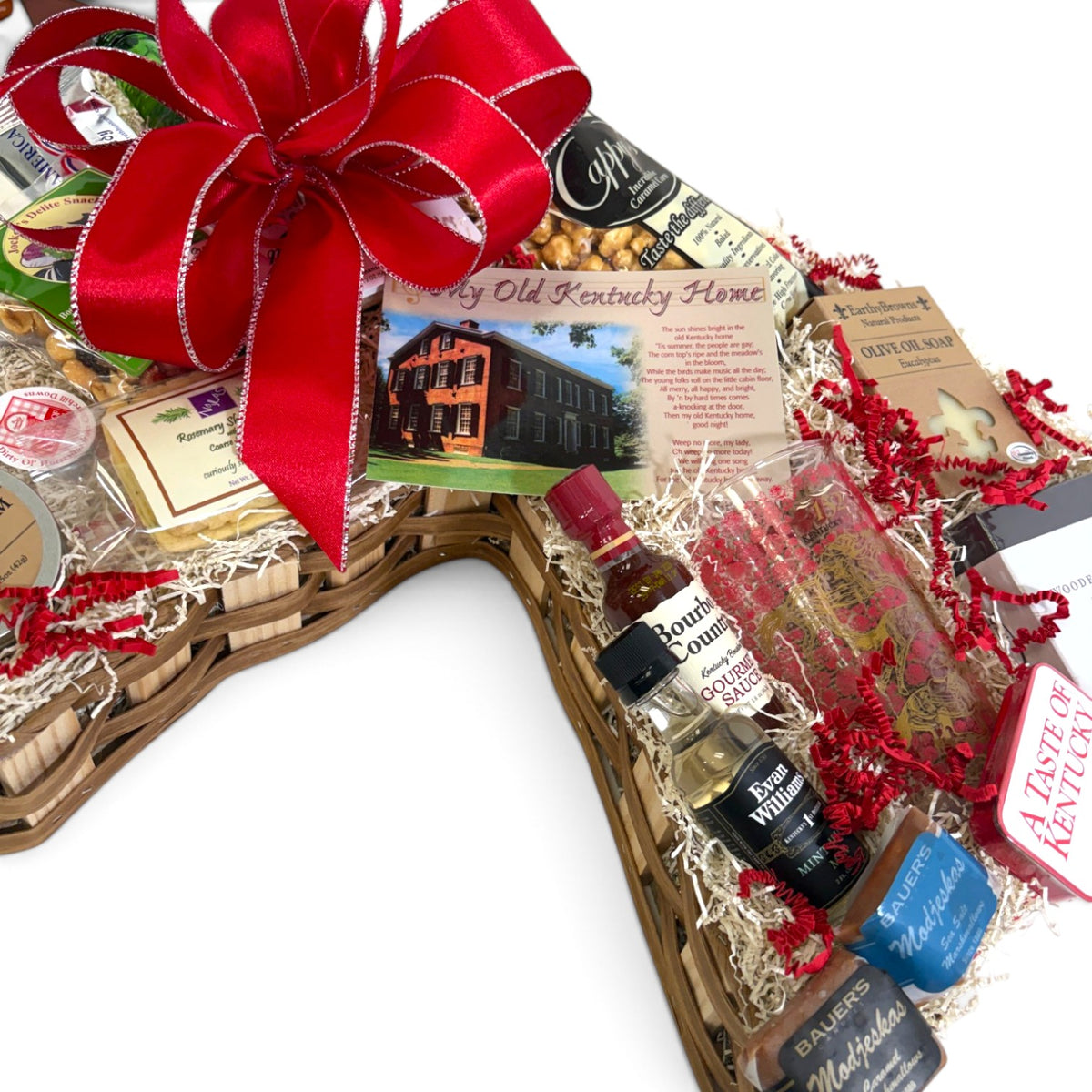 Horse Head Gift Basket | Kentucky Derby Gift Basket with Bourbon Chocolates, Mint Julep Glass & More - A Taste of Kentucky
