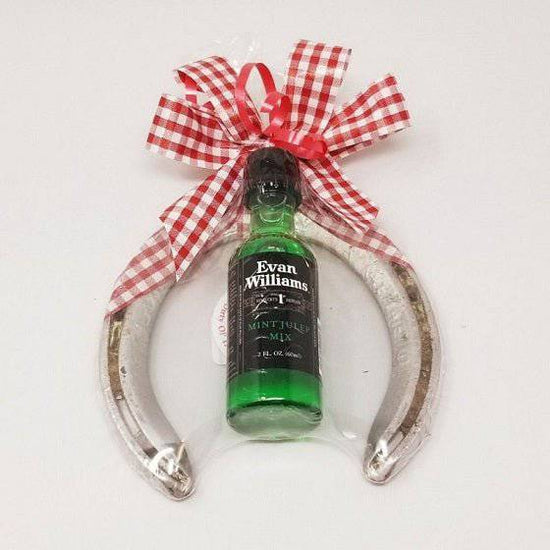 Kicked Up Horseshoe with Mini Evan Williams Mint Julep Mix Bottle - A Taste of Kentucky