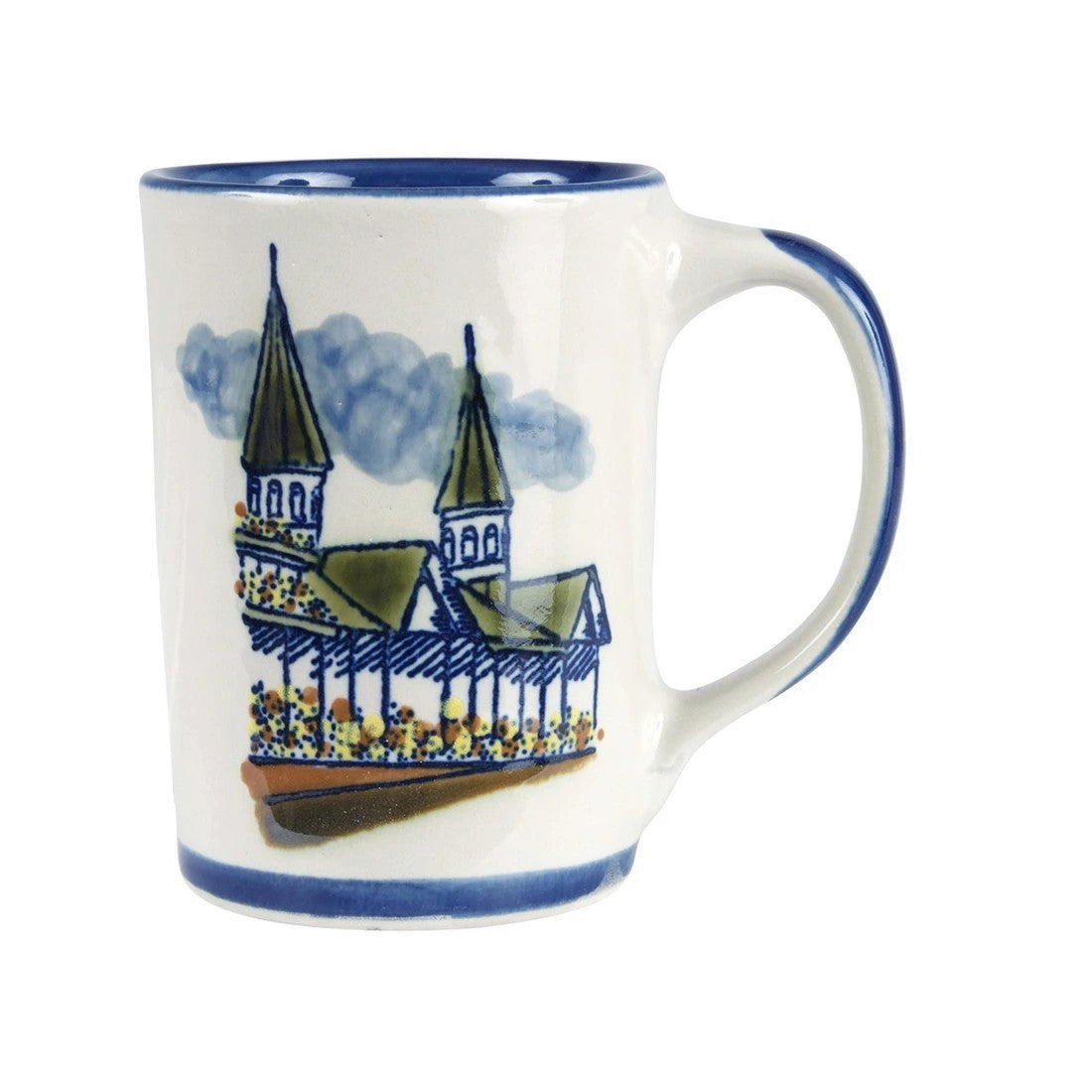 Louisville Stoneware 14 oz Twin Spires Mug | Hand-Painted Churchill Downs Coffee Mug - A Taste of Kentucky