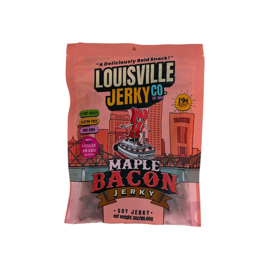 The Maple Bacon flavor jerky package, showing its distinctive design.