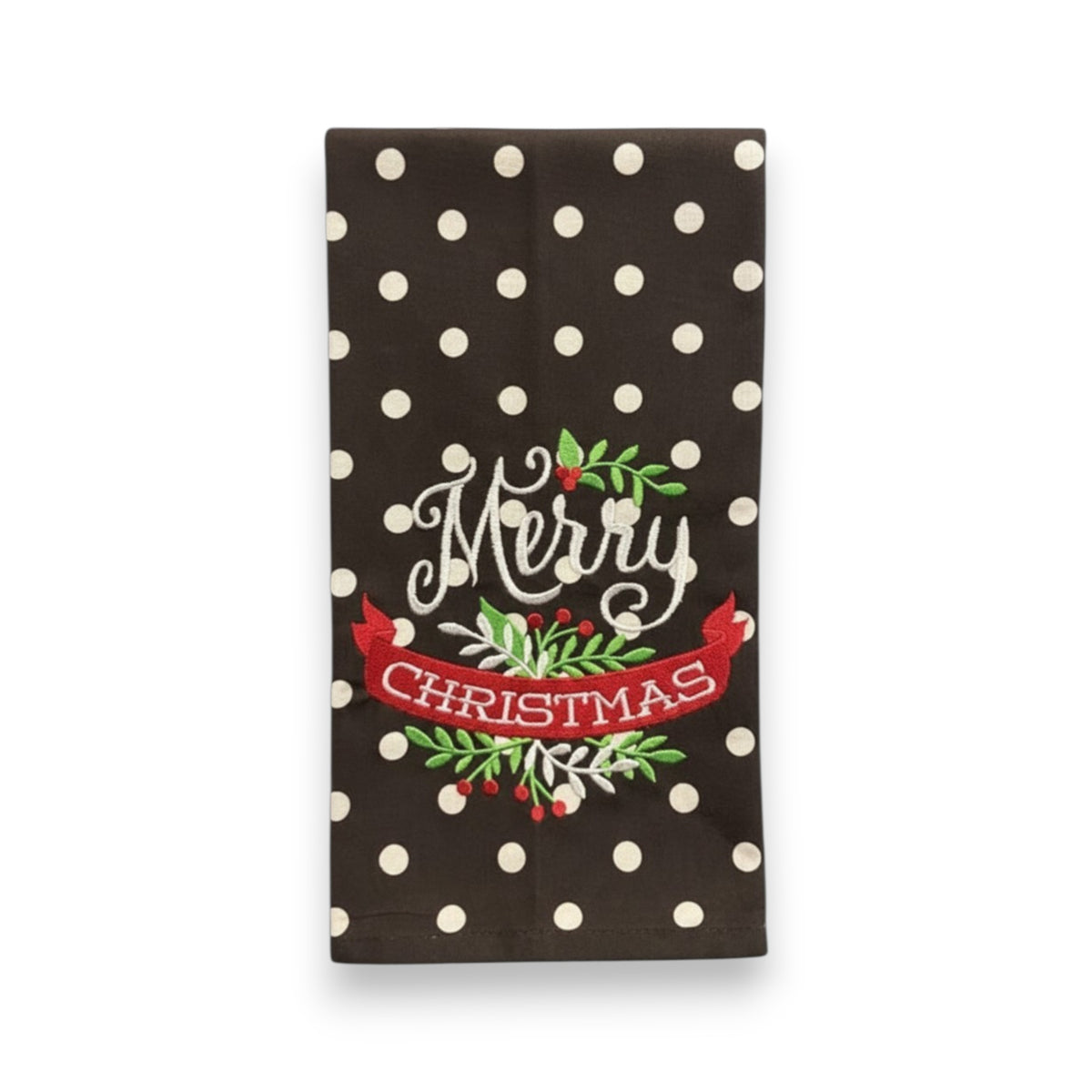 Merry Christmas Embroidered Tea Towel – Christmas Kitchen Decor