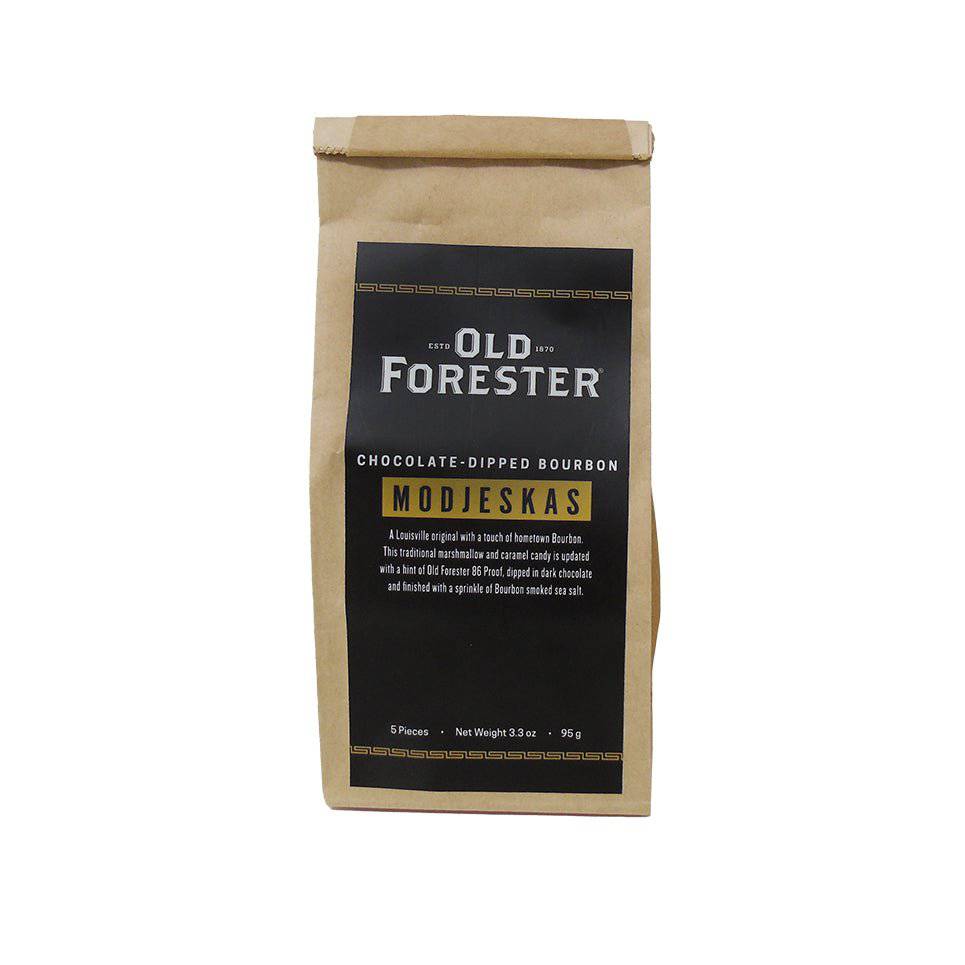 Kraft paper packaging of Old Forester Modjeskas on a white background