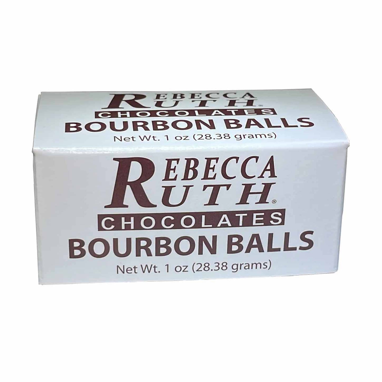 Box of Rebecca Ruth Chocolates Bourbon Balls on a white background