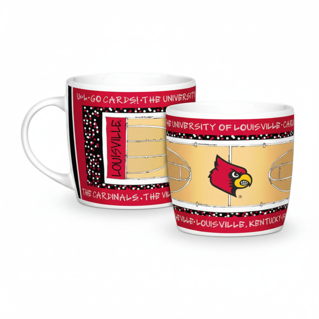 A high-quality University of Louisville Stadium Mug featuring the Cardinals logo, perfect for game day beverages.