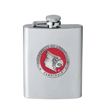 University of Louisville Flask | 8 oz Stainless Steel with Fine Pewter Cardinals Logo