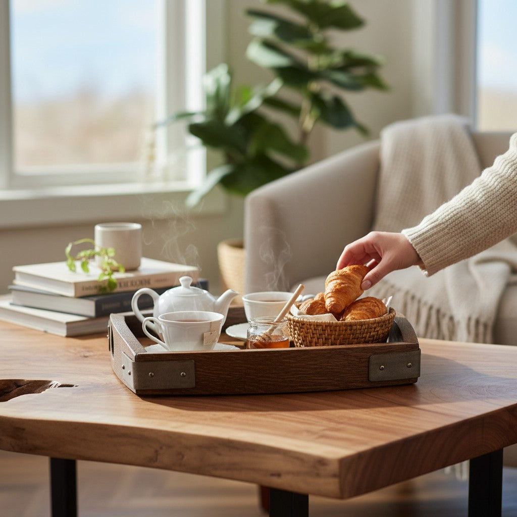Vino Oak Tray Square | Reclaimed Wine Barrel Serving Tray - A Taste of Kentucky