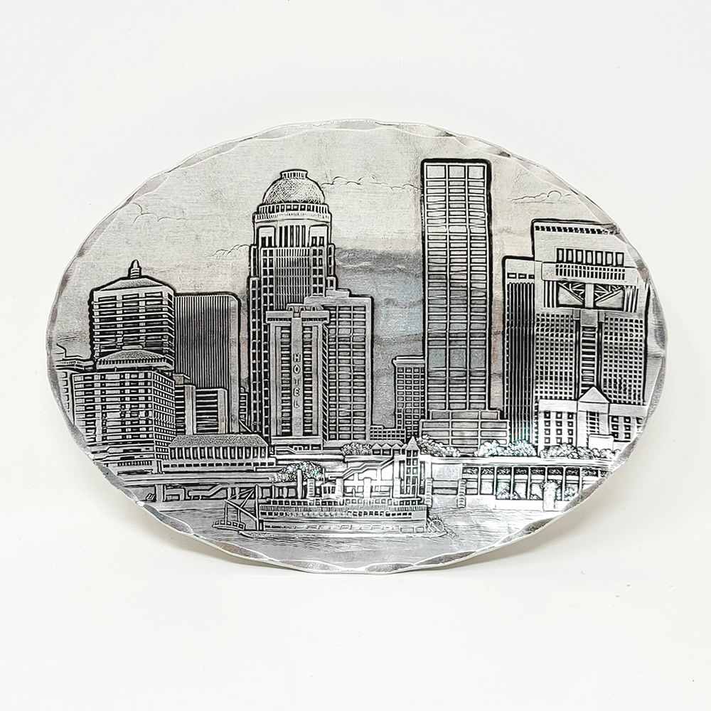 Wendell August Forge Louisville Skyline Small Oval Tray - A Taste of Kentucky