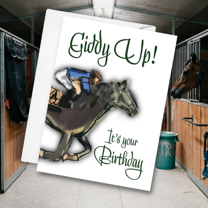Racehorse Kentucky Derby Style Birthday Card - A Taste of Kentucky