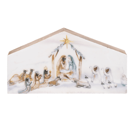 Watercolor Christmas Nativity Scene Block - A Taste of Kentucky