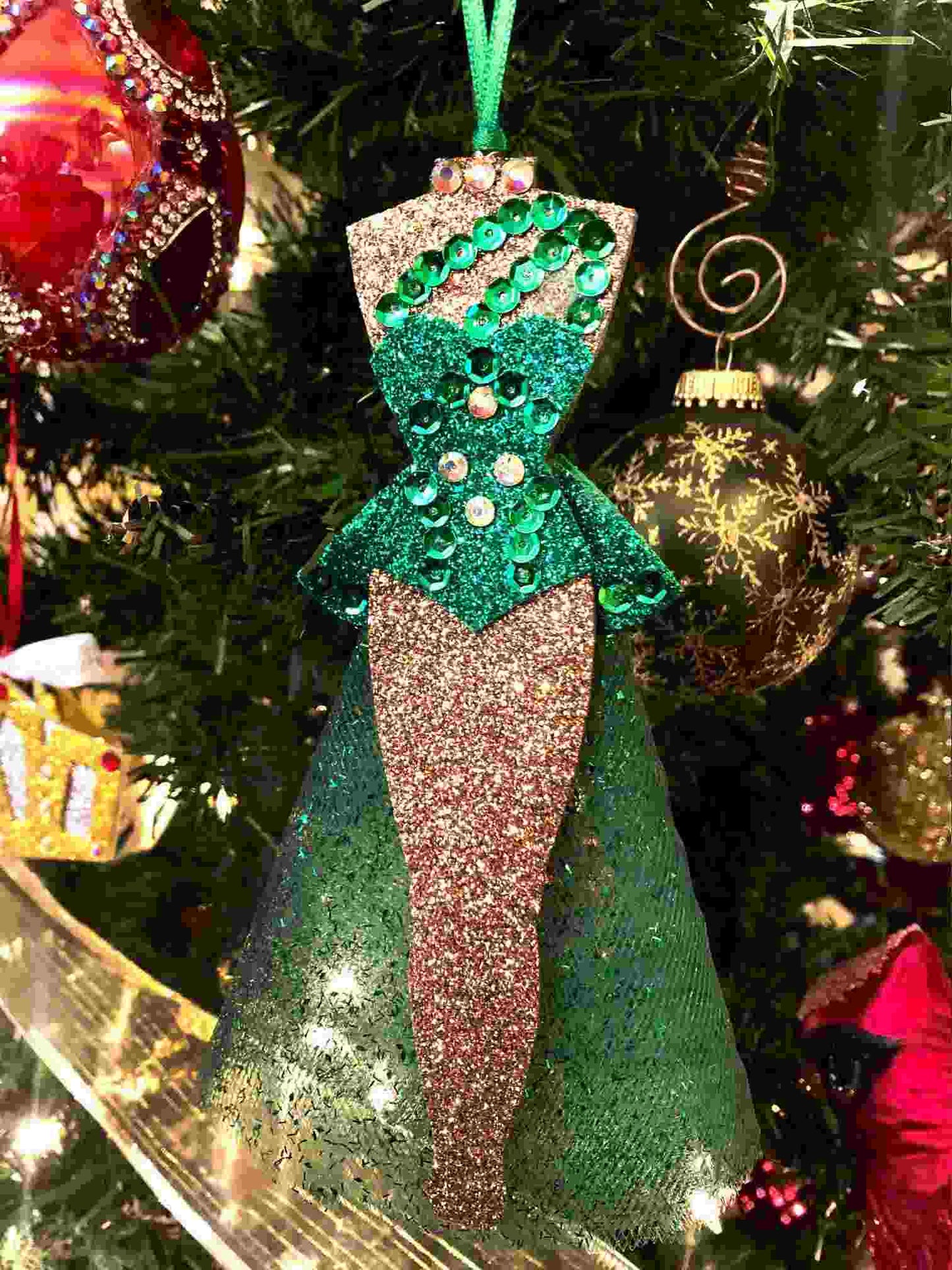 Heather French Henry Christmas Ornaments - green dress