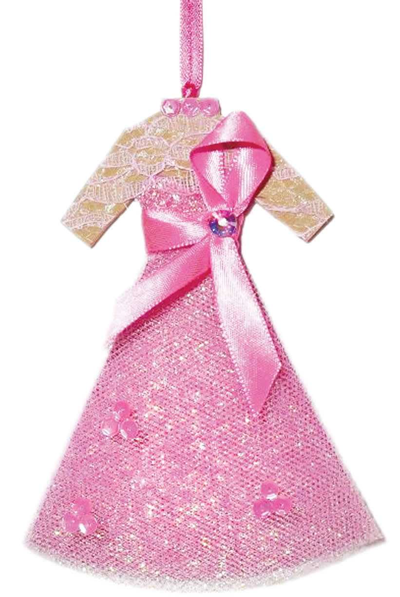 Heather French Henry Christmas Ornaments - pink dress