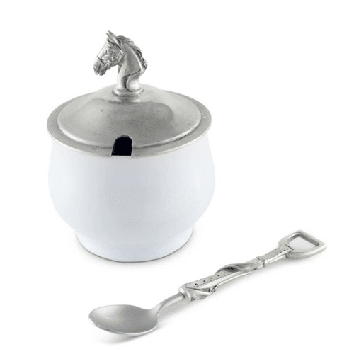 Vagabond House Equestrian Sugar Bowl and Spoon - A Taste of Kentucky
