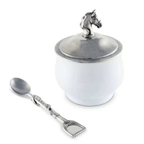 Vagabond House Equestrian Sugar Bowl and Spoon - A Taste of Kentucky
