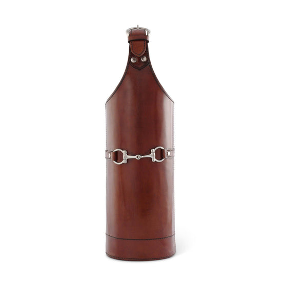 Premium Genuine Leather Bit Single Wine Bottle Carrier - A Taste of Kentucky