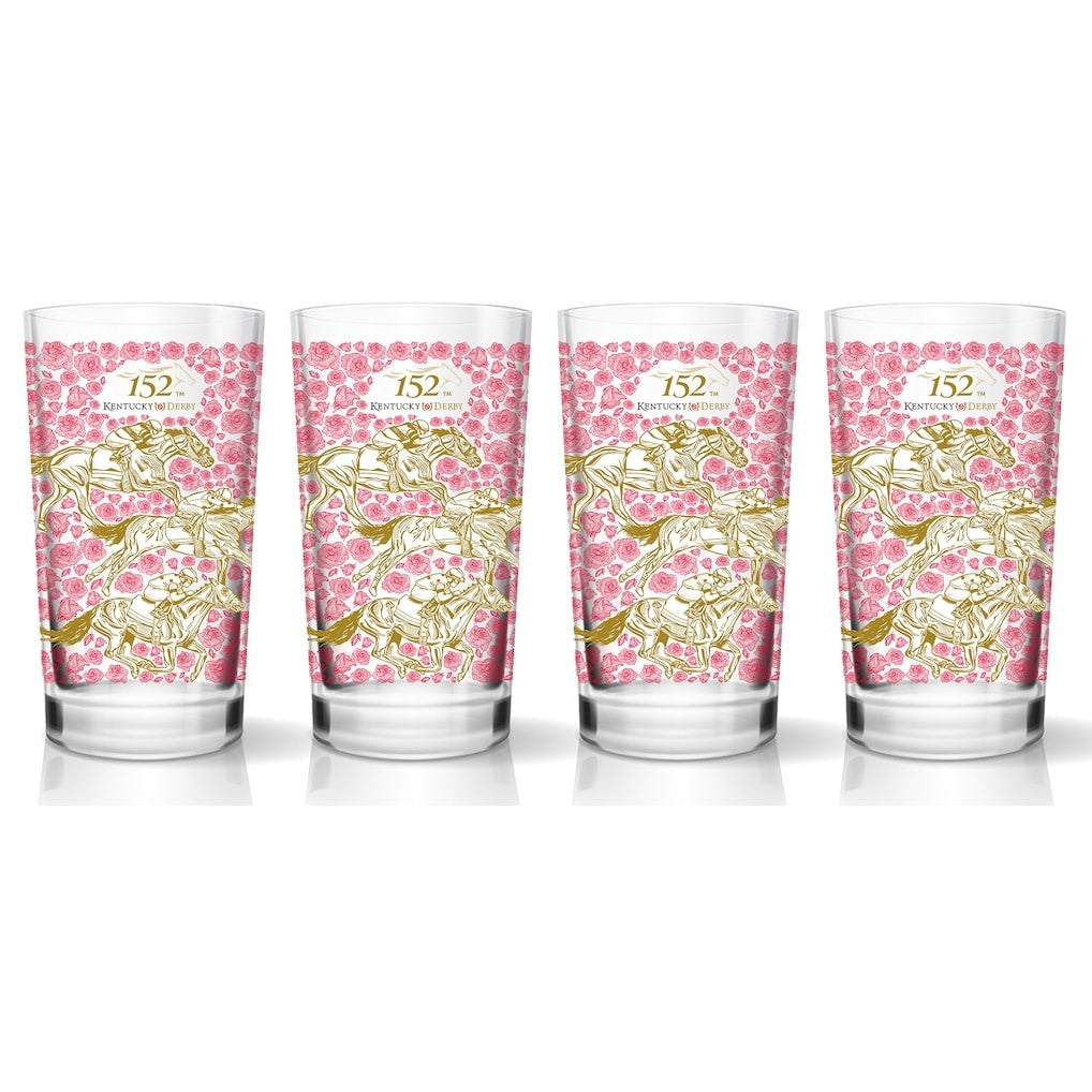 A set of four official 152nd Kentucky Derby 12oz Mint Julep glasses.