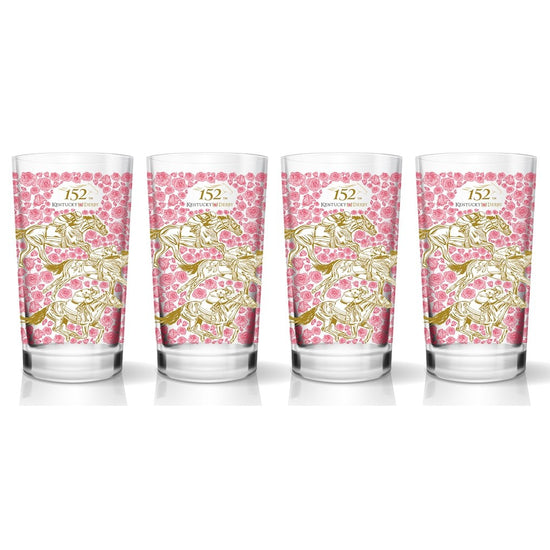A set of four official 152nd Kentucky Derby 12oz Mint Julep glasses.