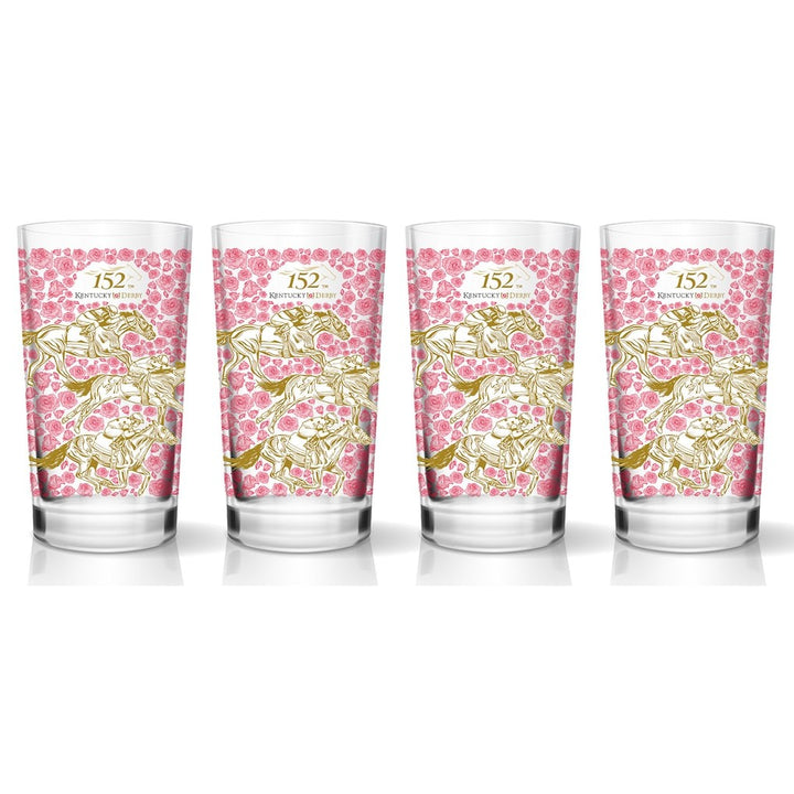 A set of four official 152nd Kentucky Derby 12oz Mint Julep glasses.
