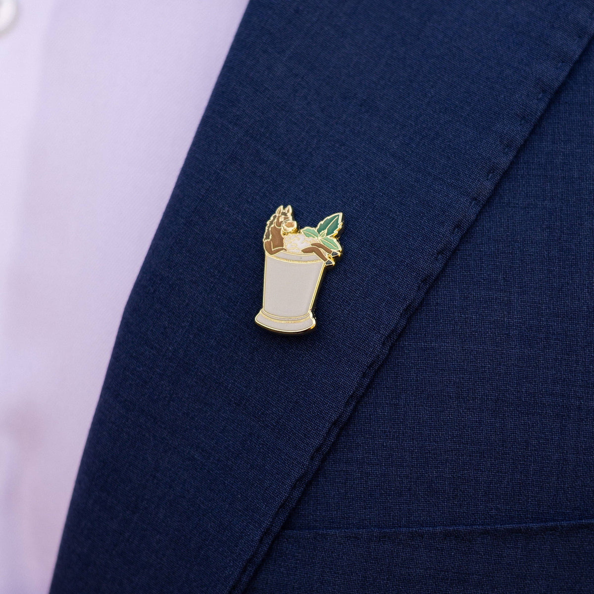 Horse Sitting In Mint Julep Cup Lapel Pin - A Taste of Kentucky